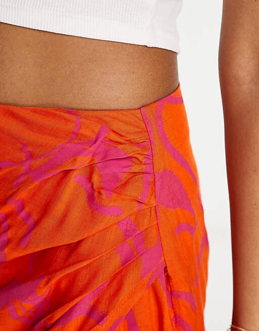 

Юбка миди со сборками по бокам ASOS DESIGN Natural