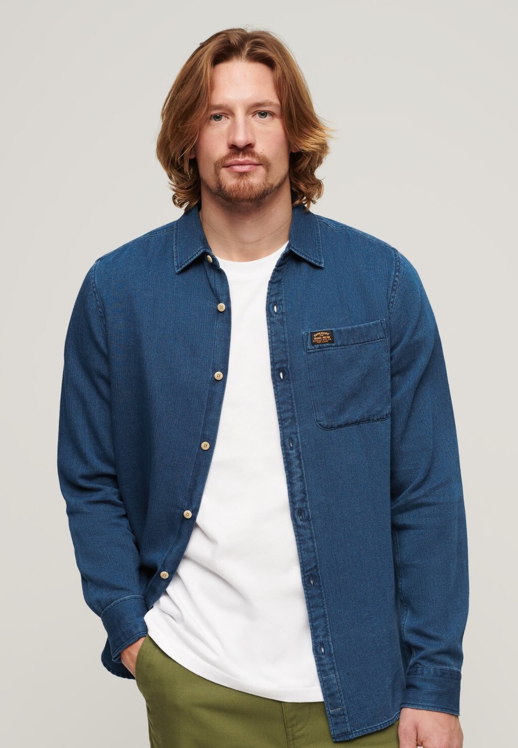 

Рубашка LONG SLEEVE Superdry, синий