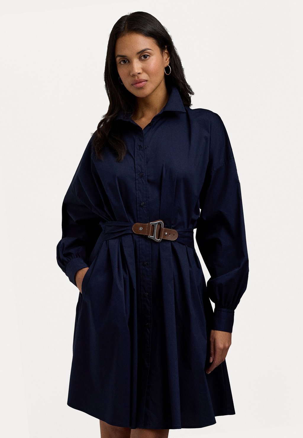 

Платье-блузка BUCKLE-TRIM COTTON-BLEND SHIRTDRESS Ralph Lauren, темно-синий