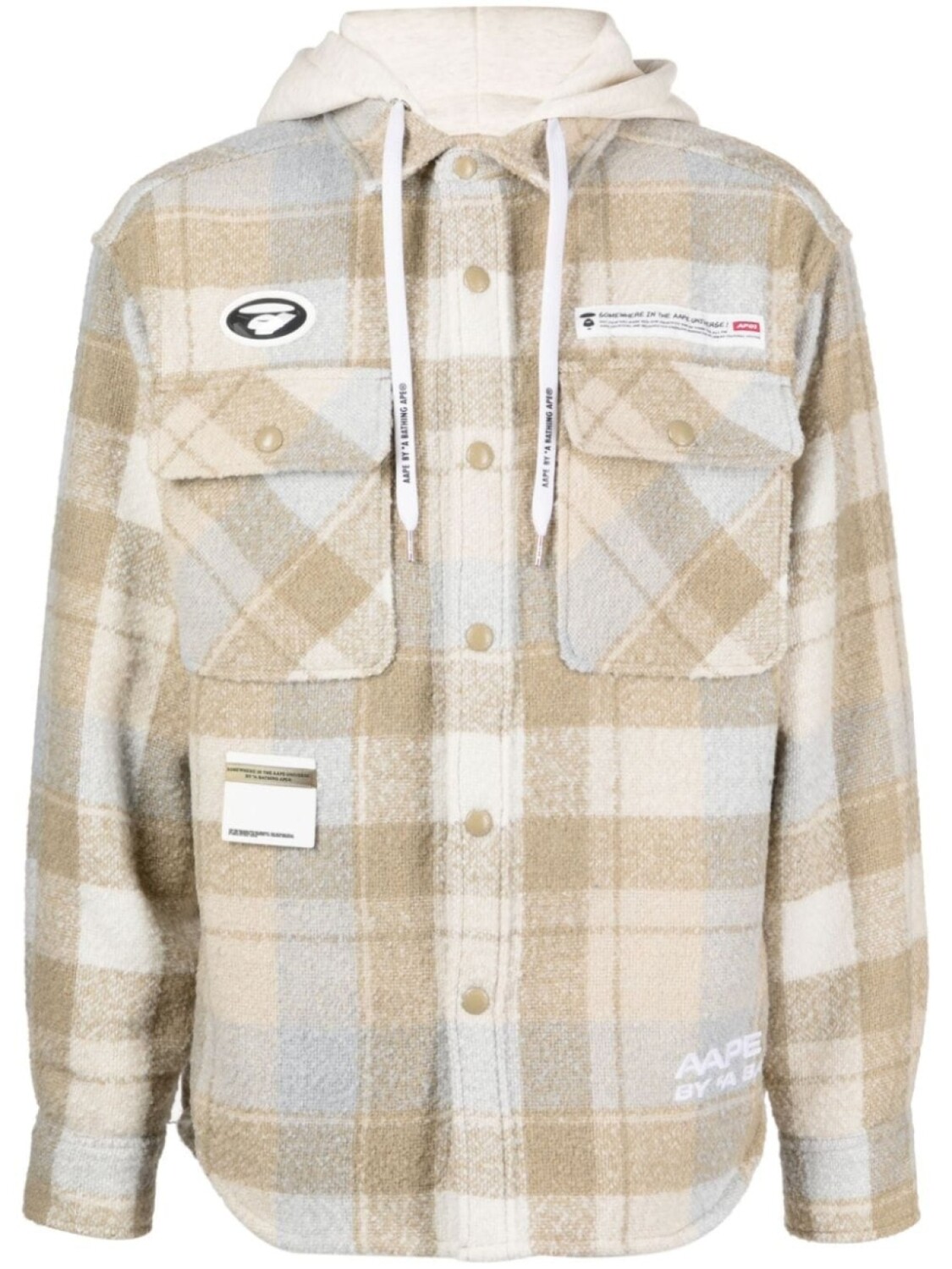 

Клетчатая куртка с капюшоном и вышитым логотипом AAPE BY *A BATHING APE, коричневый
