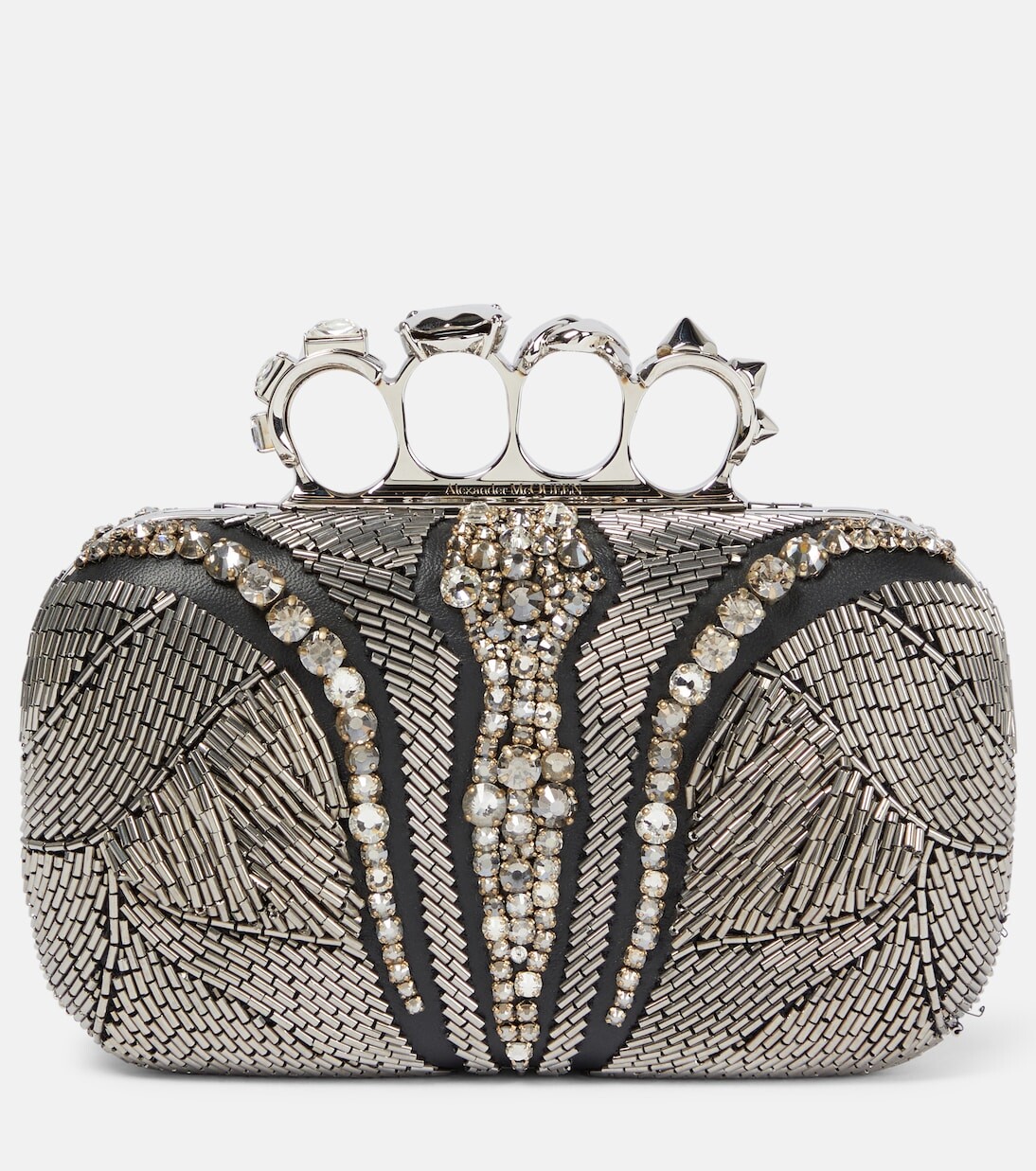 

Кожаный клатч с декором Alexander Mcqueen, металлический