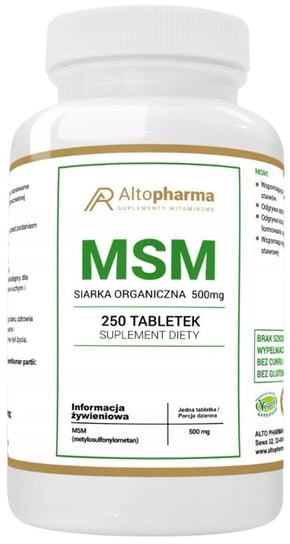 AltoPharma, МСМ, 500 мг органической серы, 250 таблеток. Inna marka myvita органическое соединение серы мсм 500 мг 100 таблеток