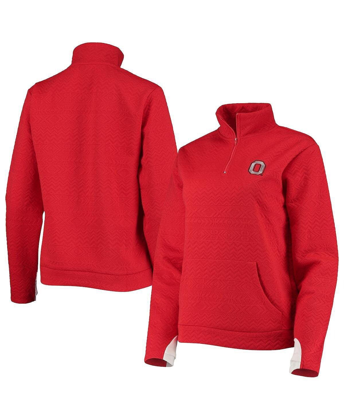 

Женская куртка Scarlet Ohio State Buckeyes с молнией четверти с тиснением Gameday Couture