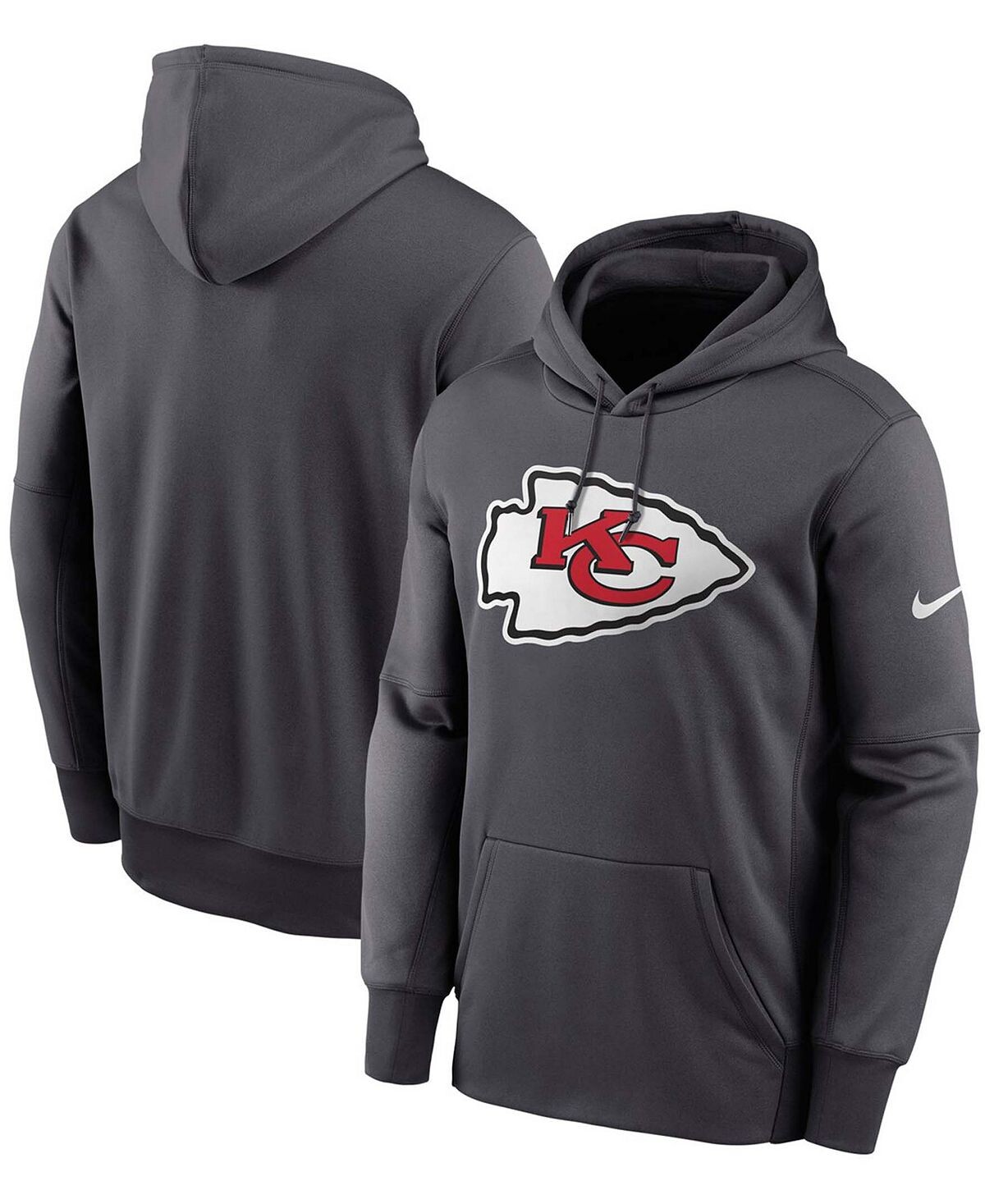 

Мужской пуловер с капюшоном Big and Tall из меланжевого цвета Kansas City Chiefs Primary Logo Therma Nike