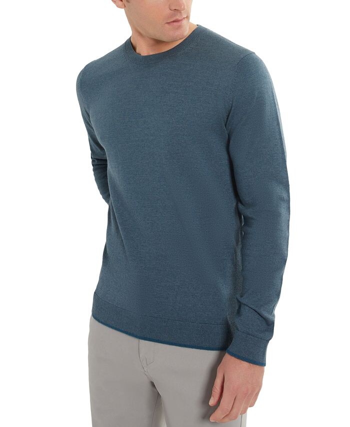 

Мужской легкий пуловер приталенного кроя с круглым вырезом Kenneth Cole, цвет Faded Blue Heather