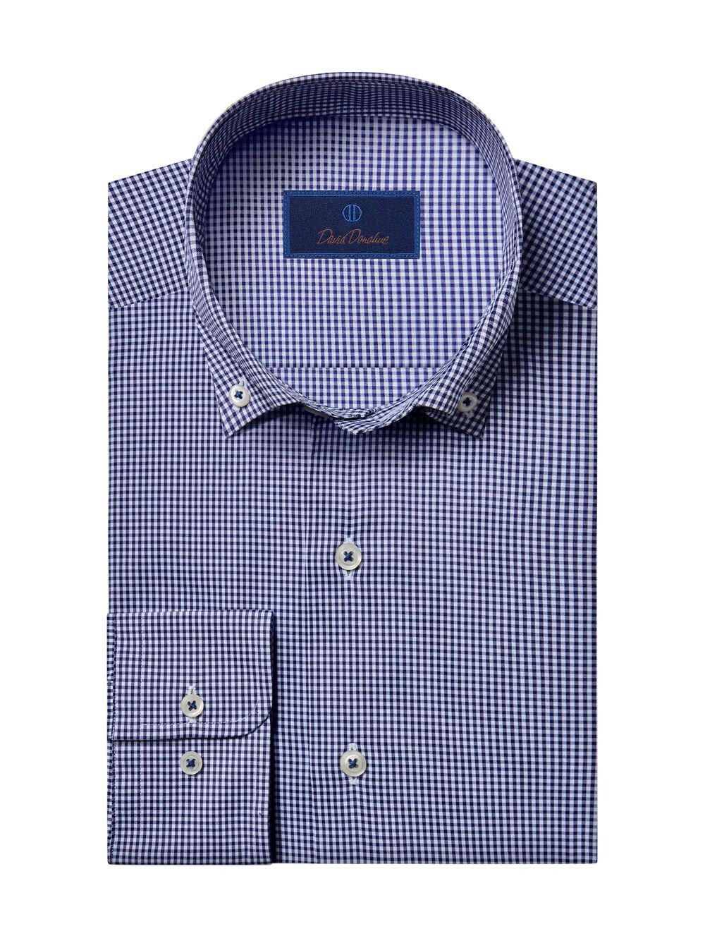 

Повседневная рубашка в клетку Gingham Check Performance David Donahue, нави