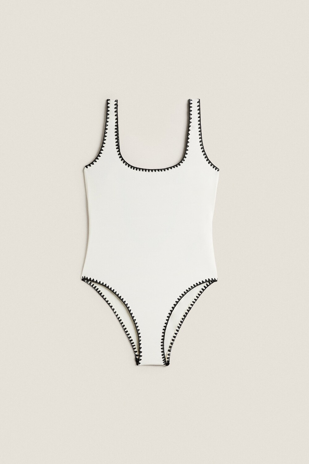 

Купальник с отстрочкой Zara, экрю