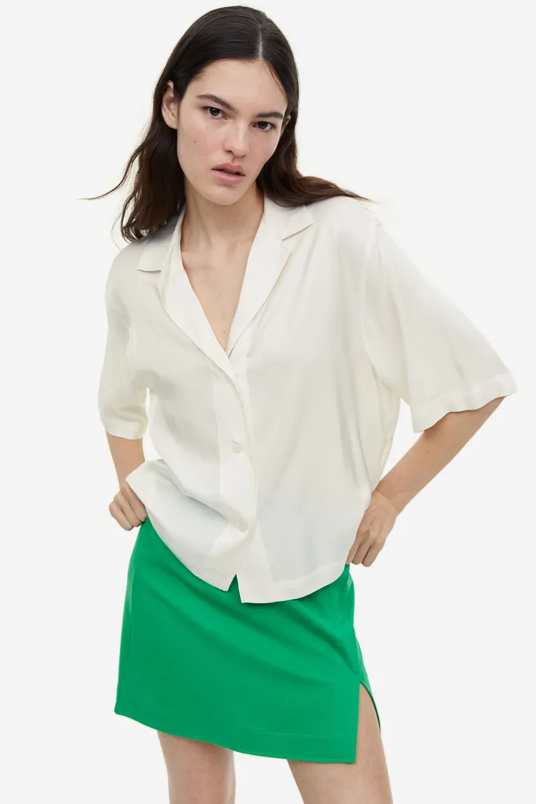 

Объемная блуза из вискозы H&M, белый