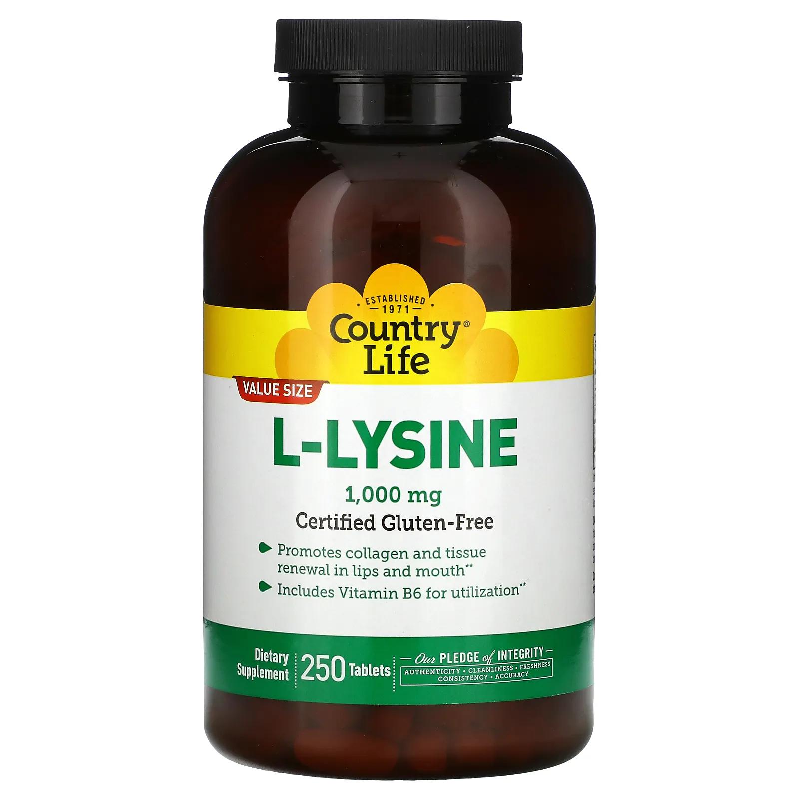 Country Life L-лизин 1000 мг 250 таблеток nature s life биофлавиноиды 1000 мг 250 таблеток