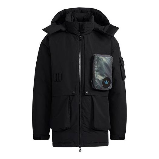 Пуховик adidas originals Zipper Cardigan hooded Down Jacket Black, черный