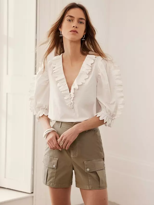

Блуза Mint Velvet Mint Velvet Scallop Trim, слоновая кость