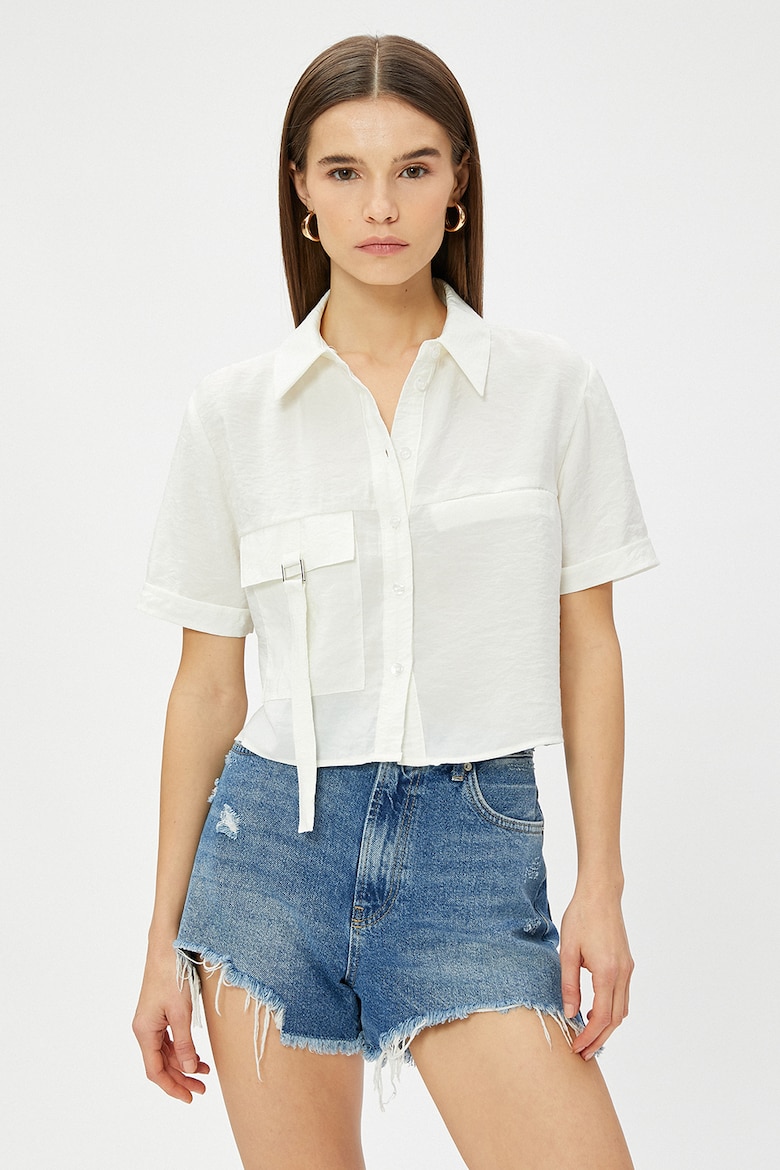 Короткая рубашка из модала Koton, белый рубашка из модала с карманами koton хаки