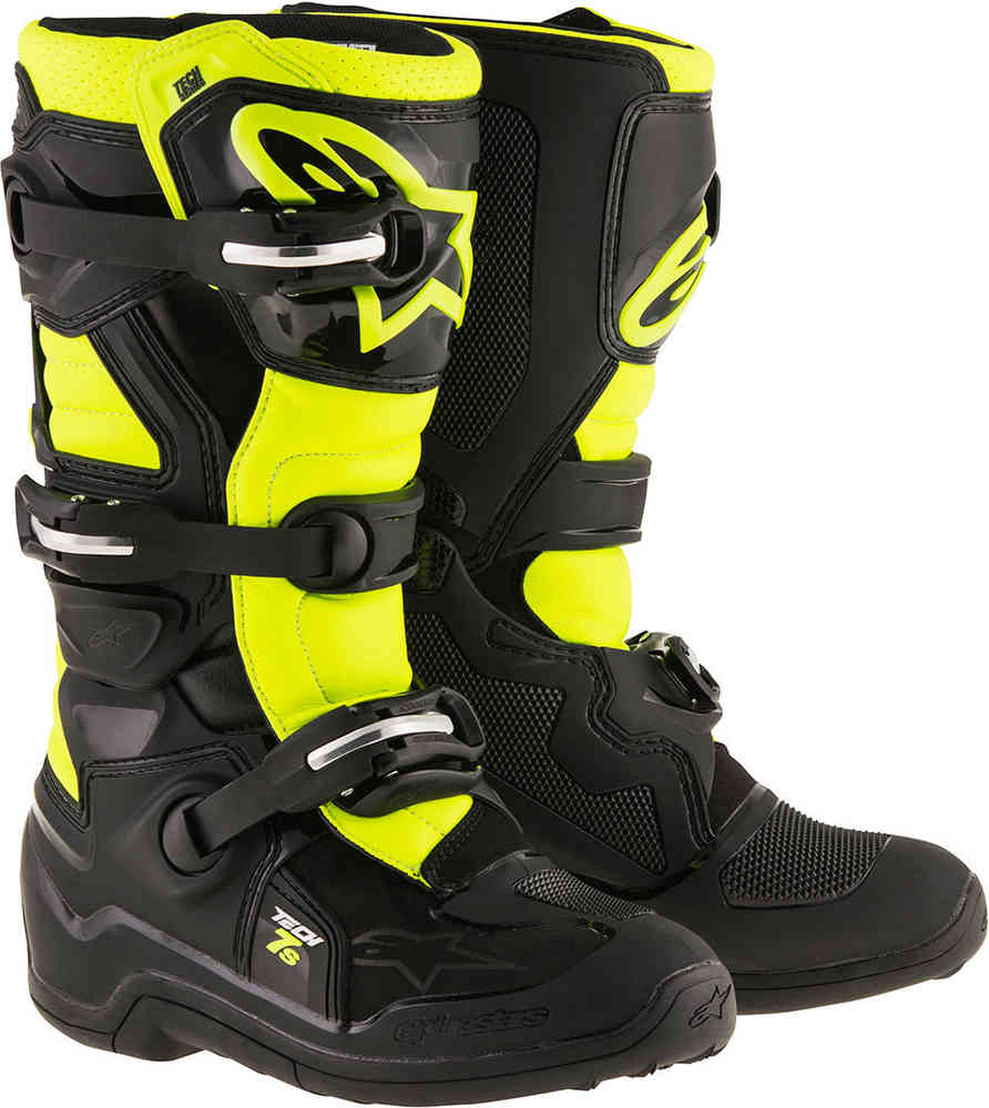 Молодежные ботинки для мотокросса Tech 7S Alpinestars, черный желтый молодежные защитные шорты paragon lite alpinestars