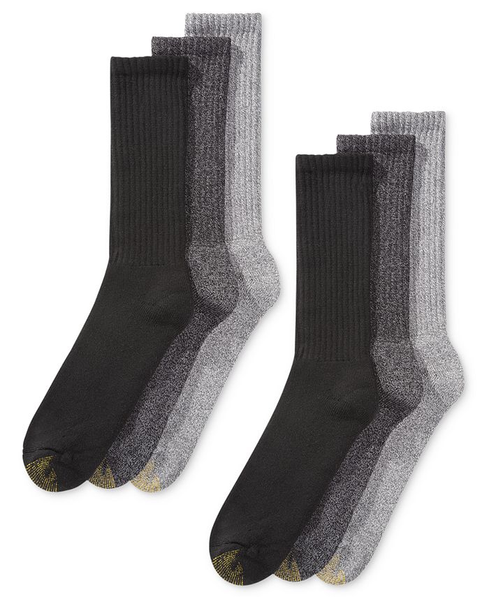 Набор из 6 повседневных мужских носков Харрингтон Gold Toe, цвет Grey Asst.