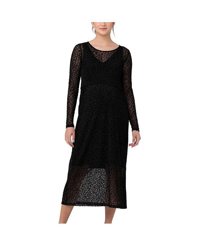 

Платье для кормящих мам с флокированием Leo, черное Ripe Maternity, черный