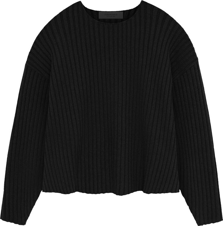 

Свитер Fear of God Essentials Raw neck 'Jet Black', черный