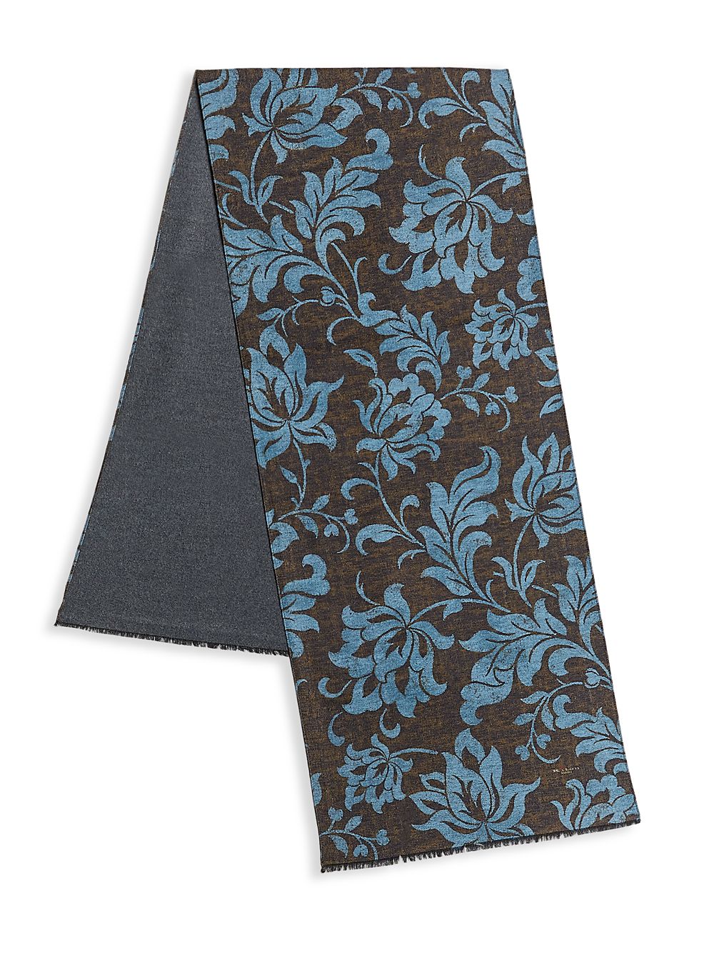 Шелковый шарф с принтом листьев Kiton, коричневый