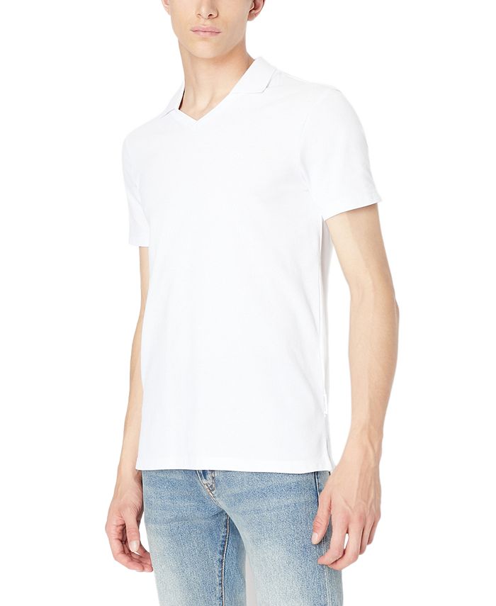 Мужская рубашка-поло узкого кроя с воротником Johnny Armani Exchange, белый фотографии