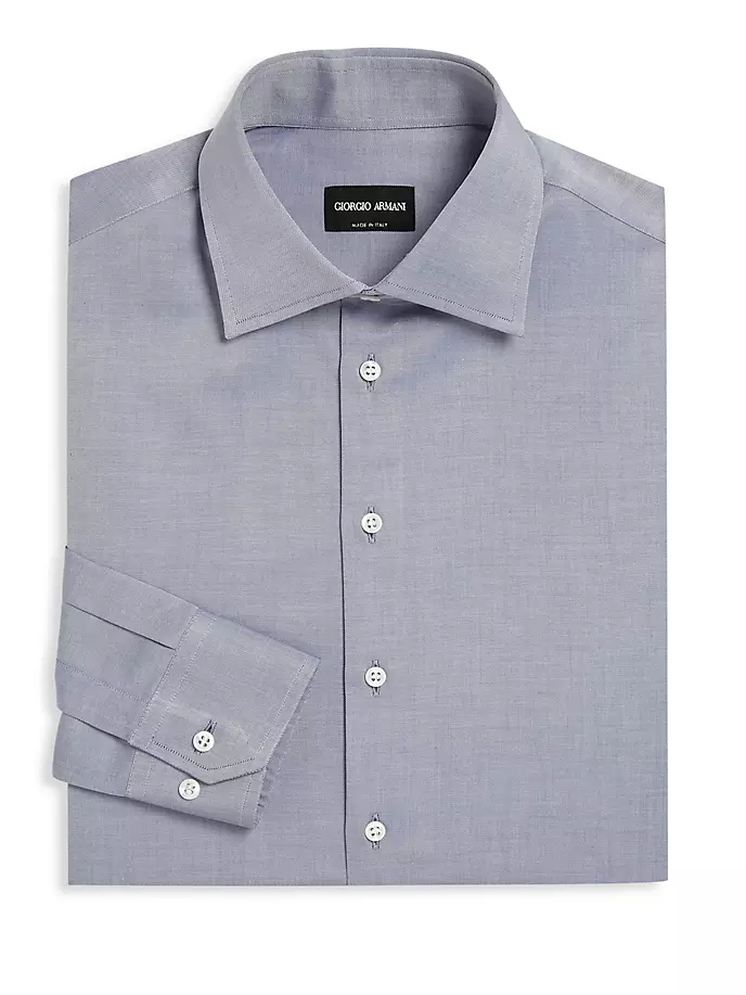 цена Хлопковая классическая рубашка на пуговицах спереди Giorgio Armani, синий