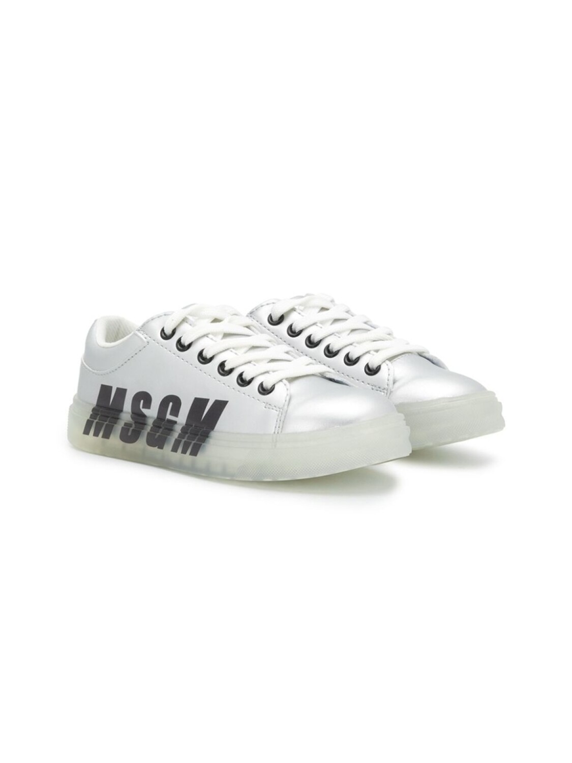 

MSGM Kids кроссовки с логотипом и шнуровкой, серебристый