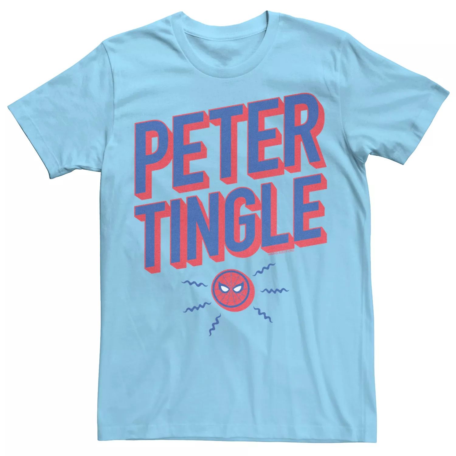 Мужская футболка с рисунком «Человек-паук Marvel вдали от дома» «Питер Тингл» с жирным текстом и графикой