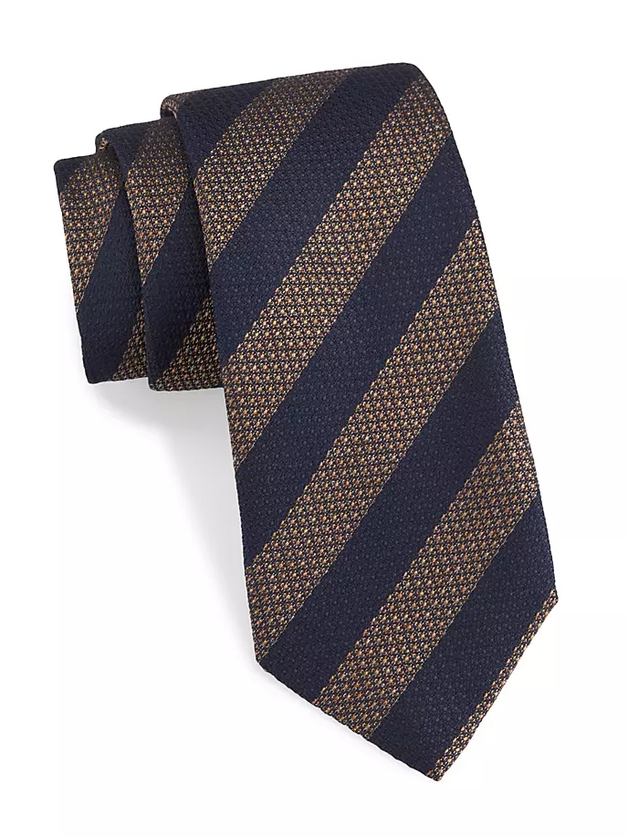 Полосатый хлопково-шелковый галстук Isaia, цвет stripe