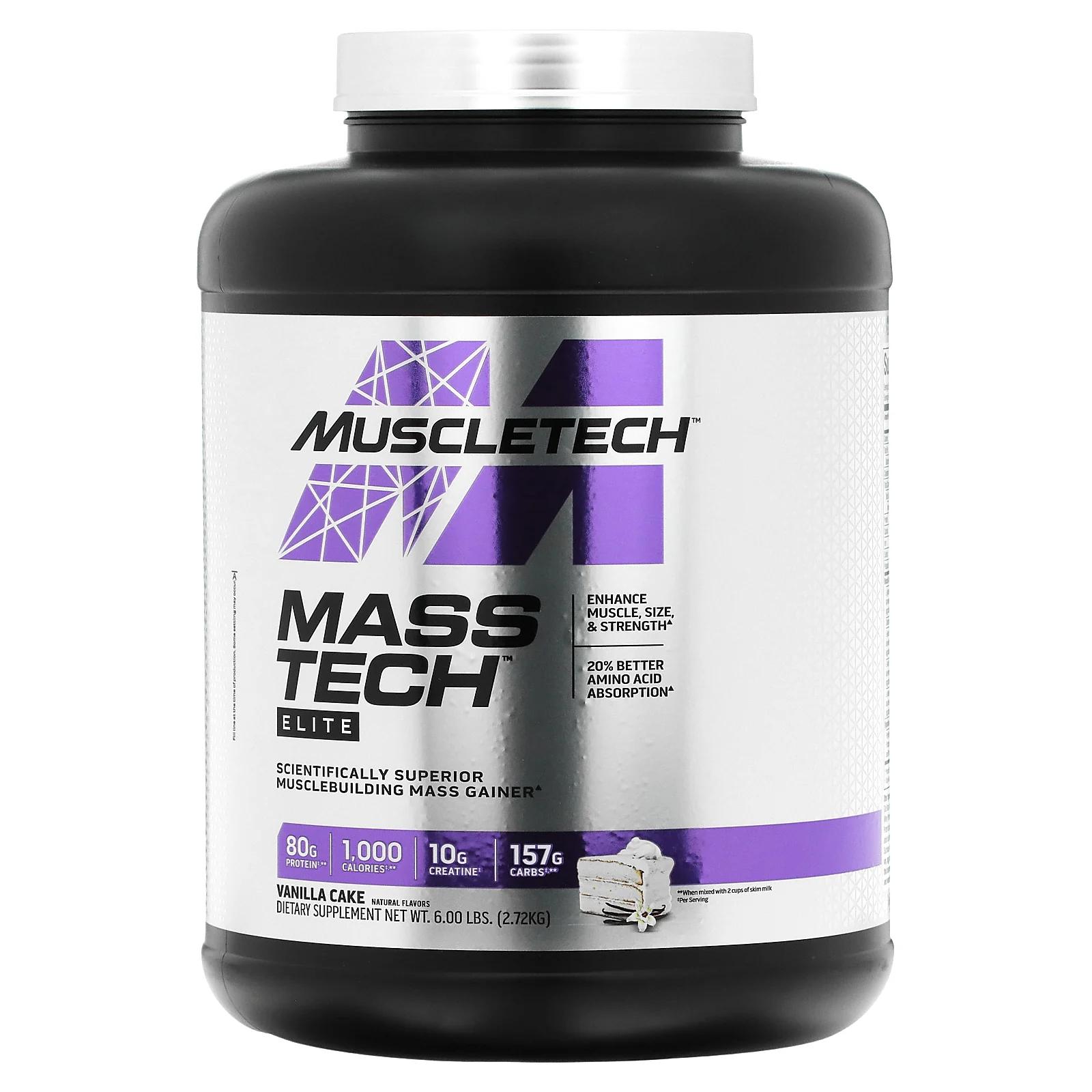 MuscleTech Mass Tech Elite Vanilla Cake 6 lbs (2.72 kg) muscletech mass tech elite клубника 2 72 кг 6 фунтов