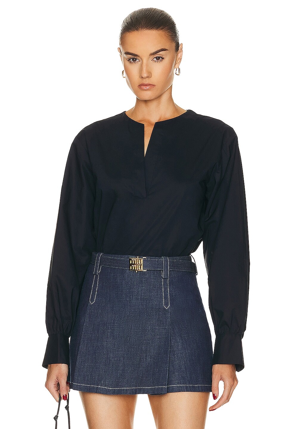 

Топ Frame V Neck Popover, темно-синий