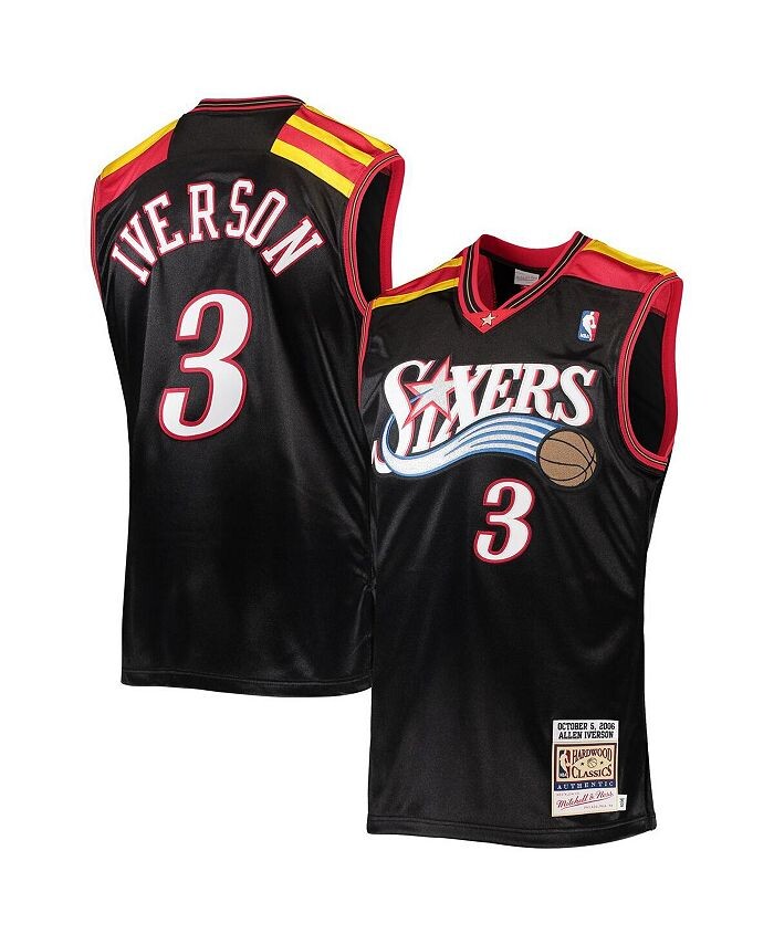 

Мужской черный трикотаж Allen Iverson Philadelphia 76ers Hardwood Classics Authentic 2006 года Mitchell & Ness, черный