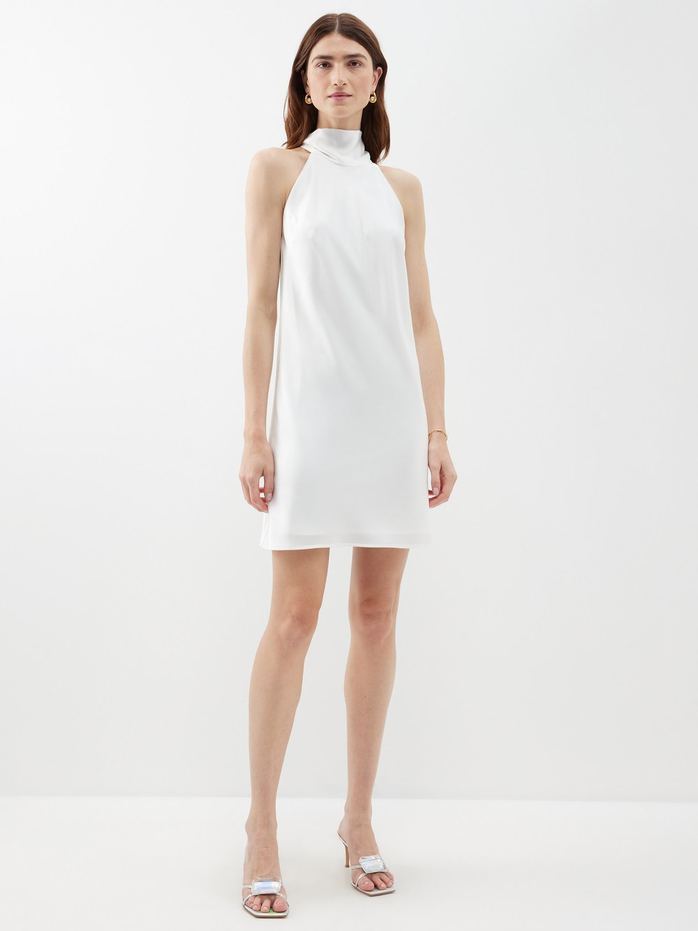 Атласное платье мини sienna с высоким воротником Galvan, белый знойное утро