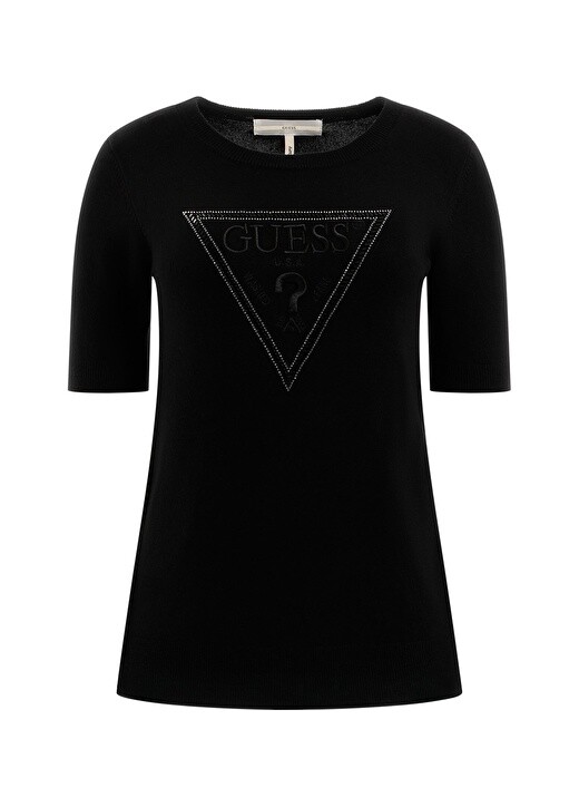 

Черный женский свитер с круглым вырезом Guess