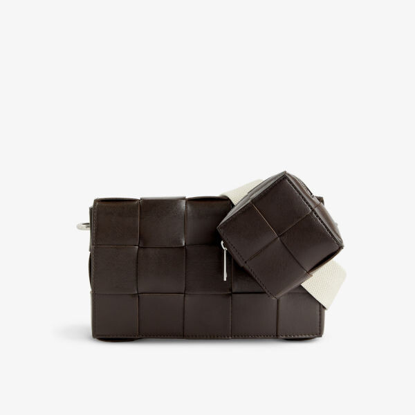 

Кожаная сумка через плечо с переплетением интреччато Bottega Veneta, цвет fondant/natural-silv