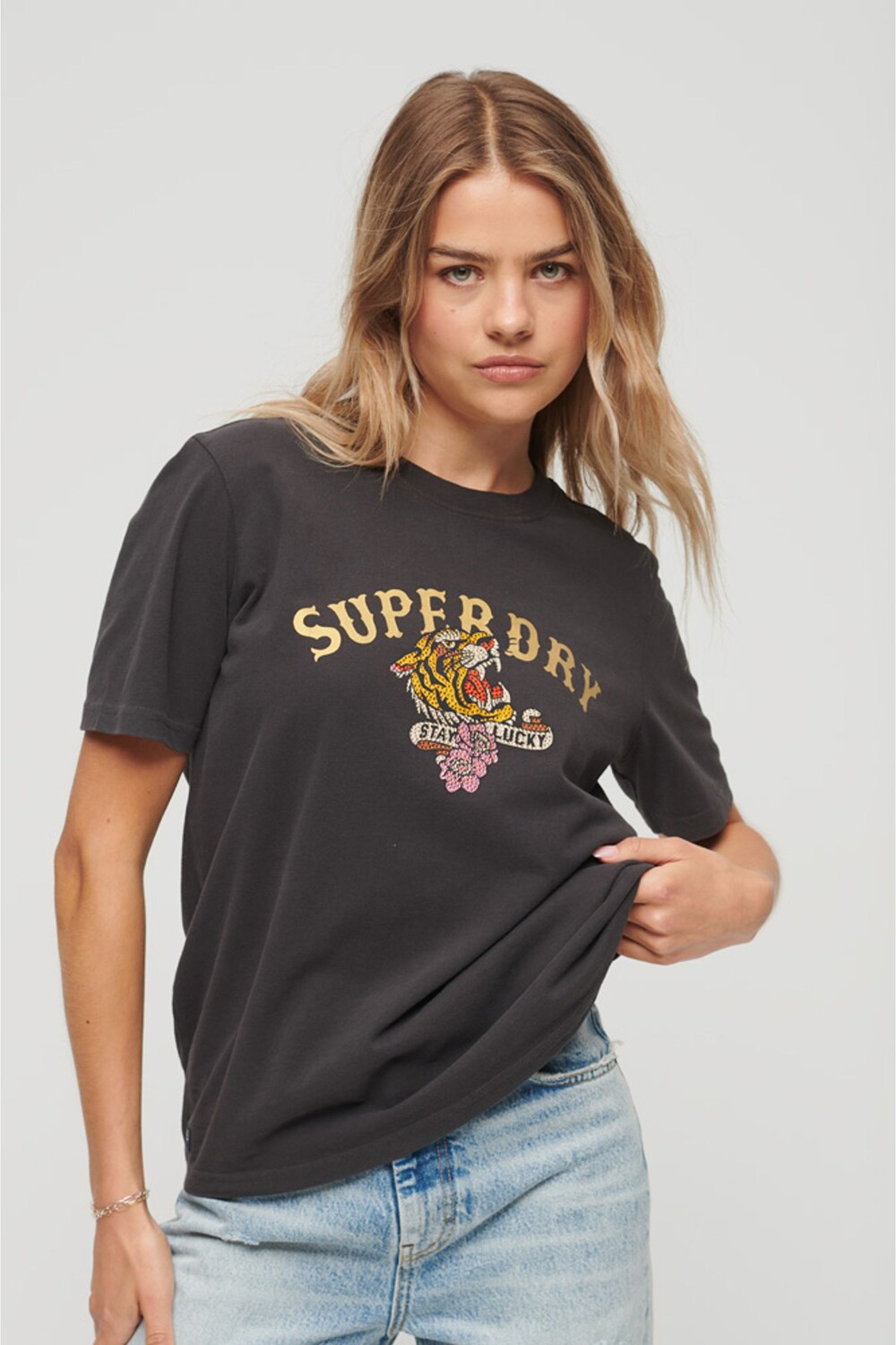 

Футболка с декоративной отделкой по специальному заказу Superdry, коричневый