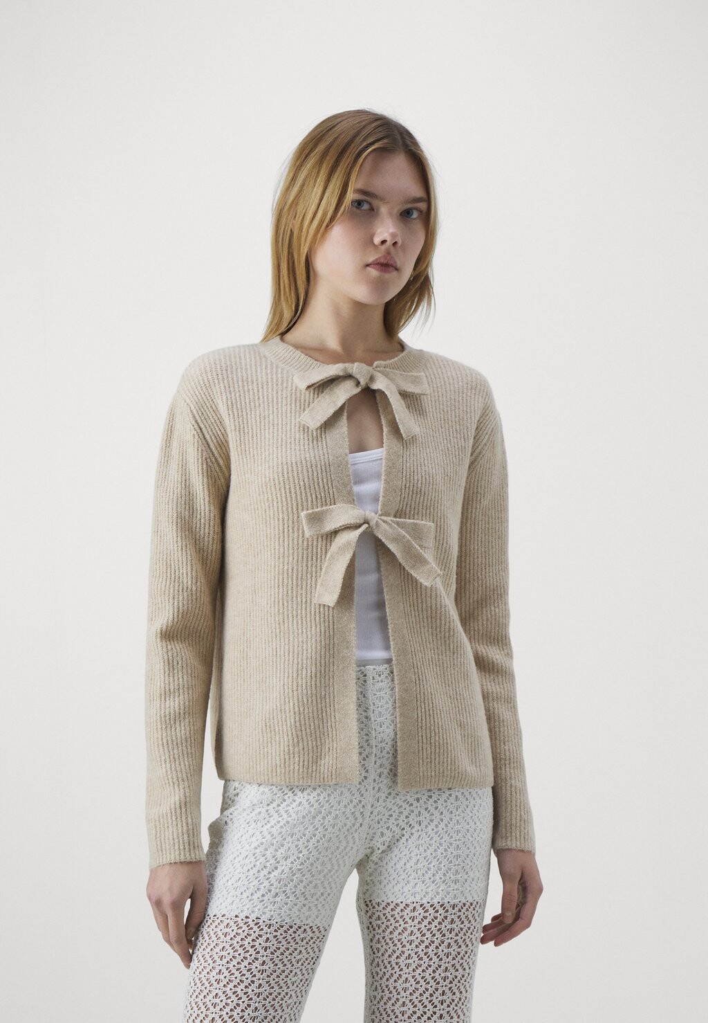 

Кардиган Pieces SILLY LS REVERSIBLE TIE EXP NOOS, цвет white pepper/melange