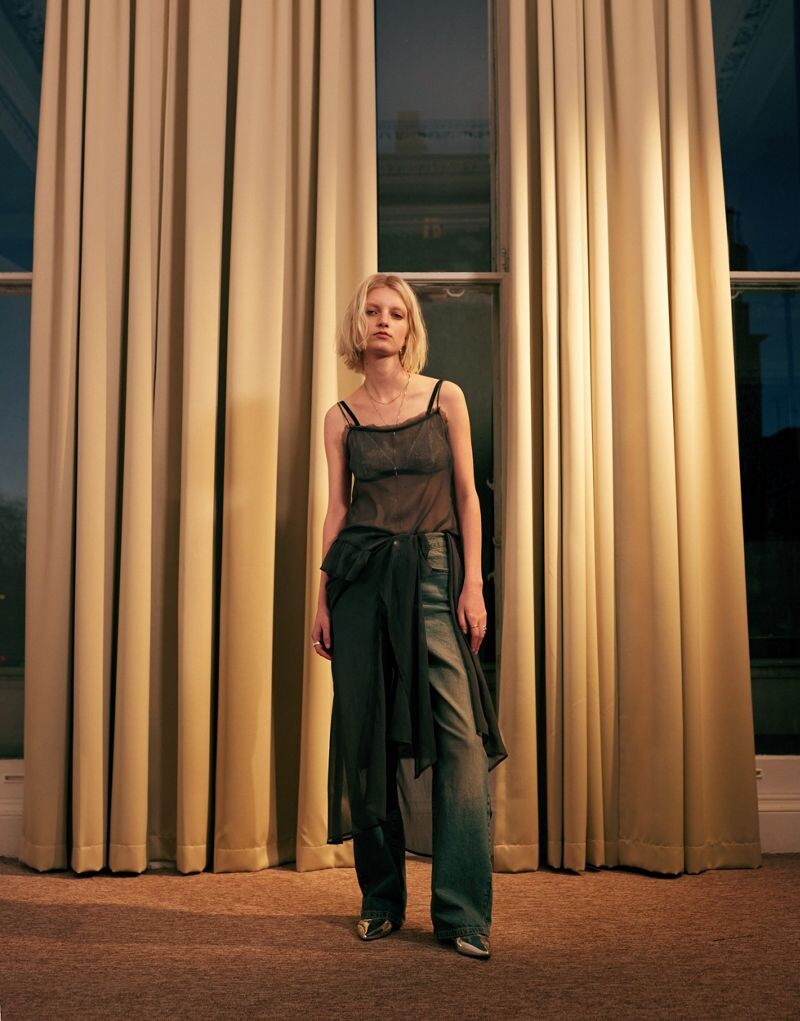 

Джинсы Topshop Column темно-синего цвета