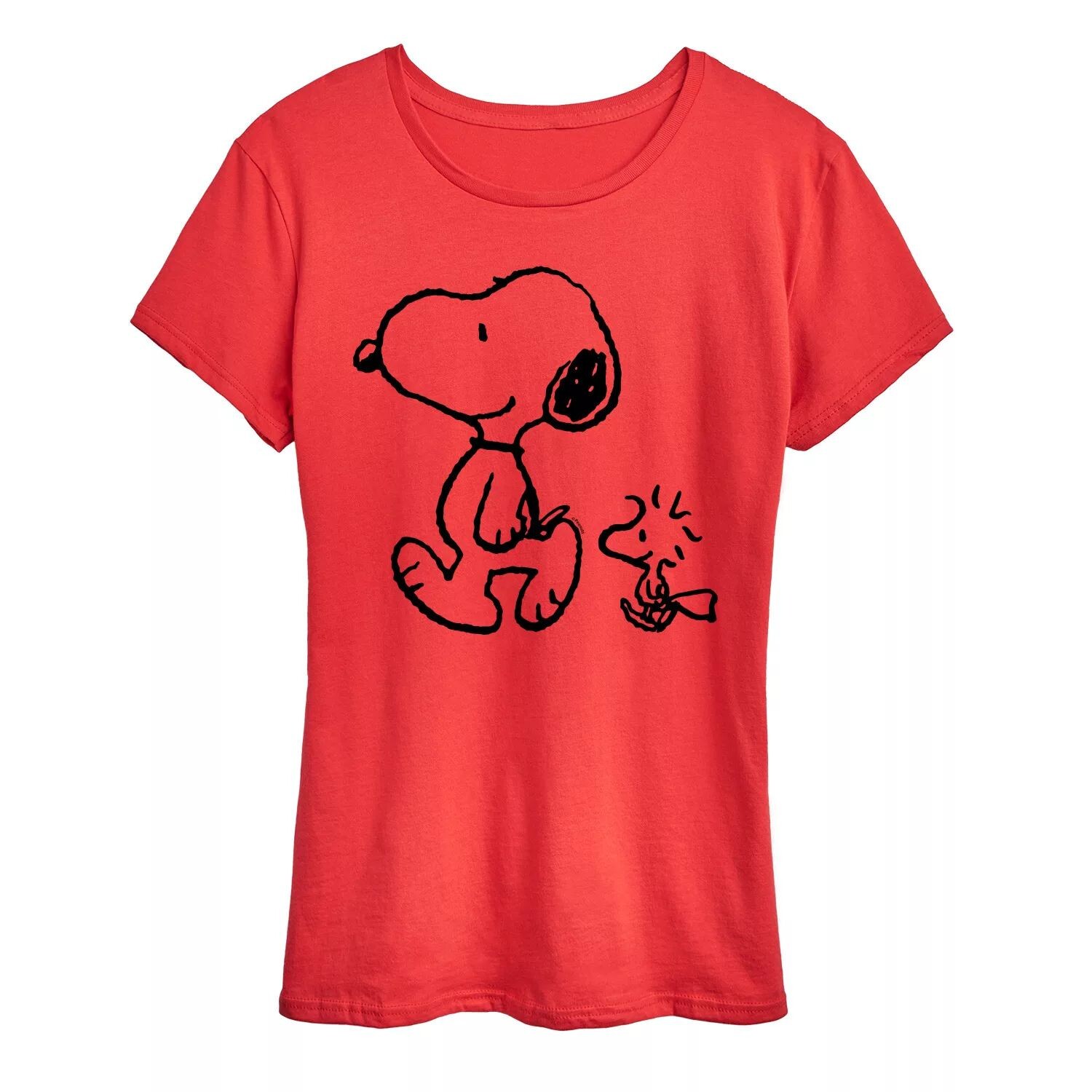 

Женская футболка с рисунком Peanuts Snoopy & Woodstock Walk Licensed Character, красный