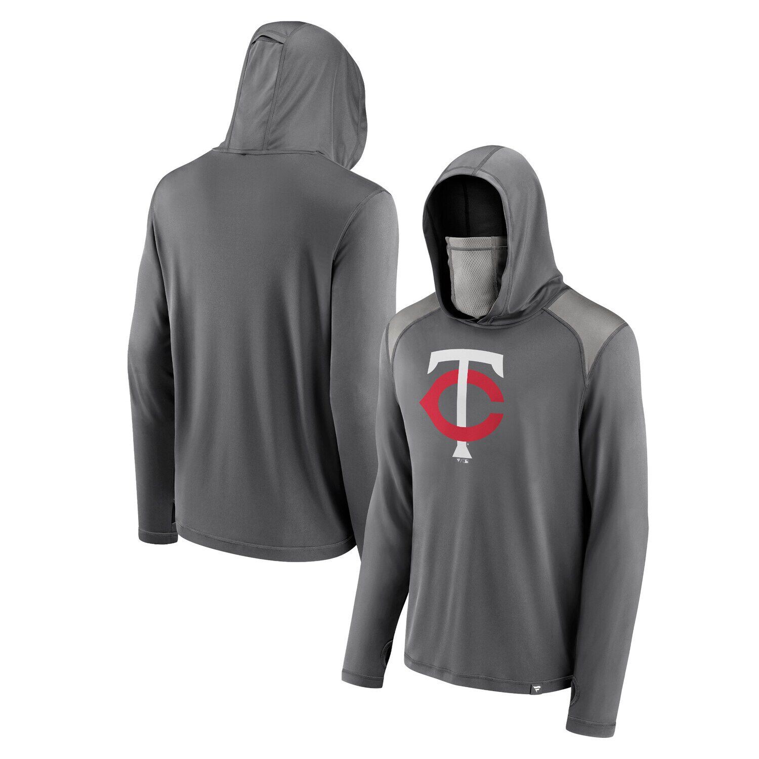 

Мужской серый пуловер с капюшоном Fanatics Minnesota Twins Rally On Transitional Haven и закрывающим лицо