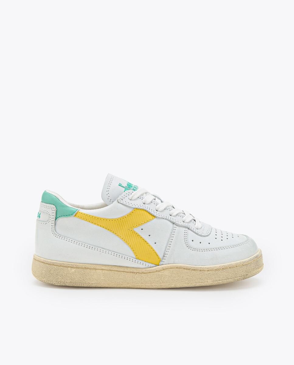 

Белые кожаные кроссовки унисекс с контрастным желтым цветом Diadora Heritage, белый