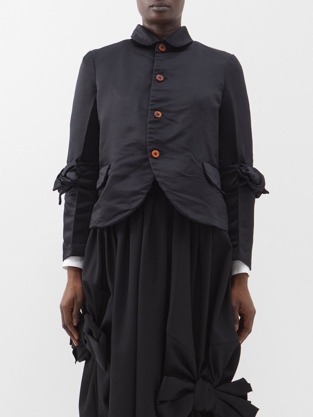 

Атласный жакет с бантом Comme Des Garçons, черный