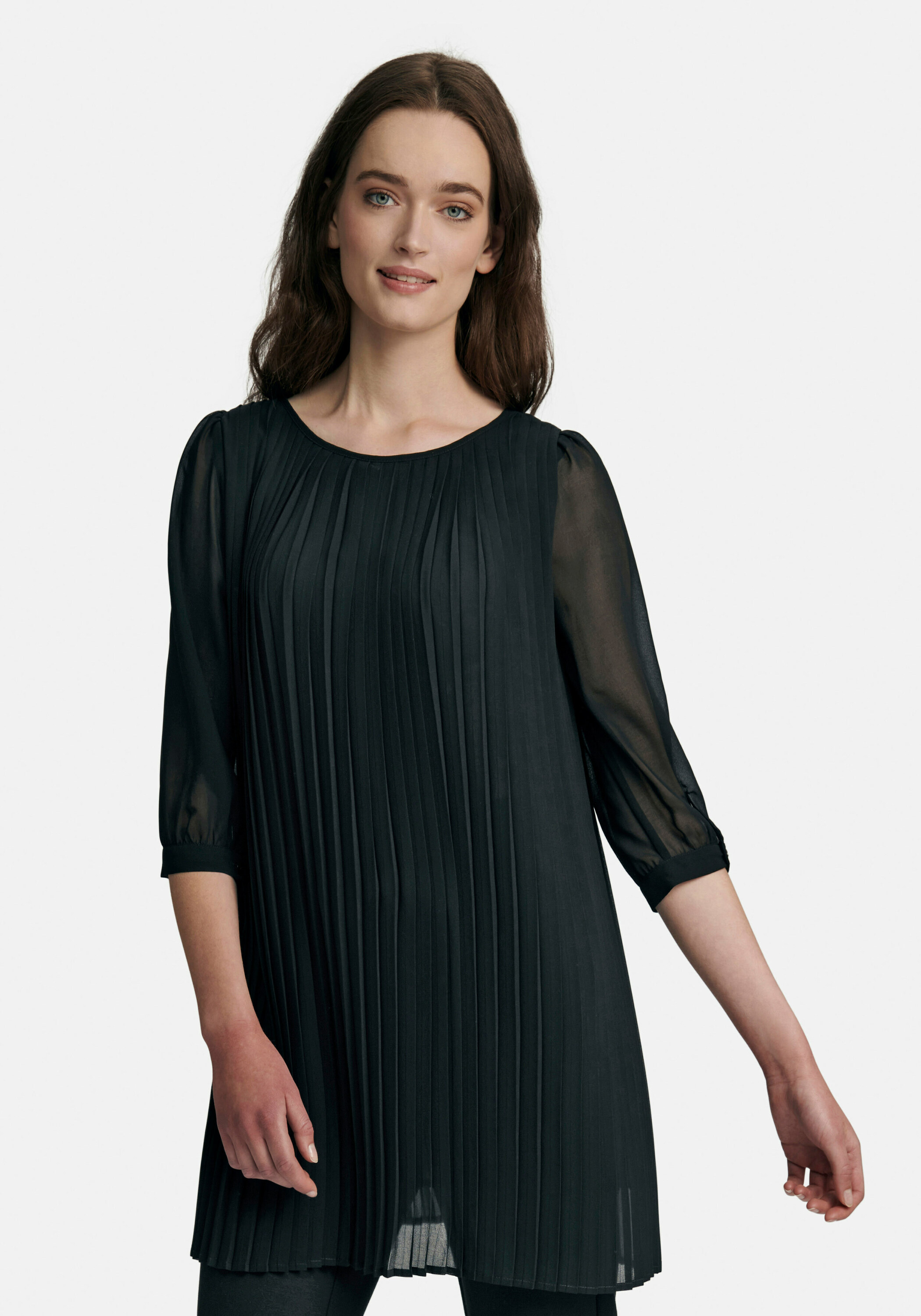 Блуза UTA RAASCH Kurzarm Pleated blouse with 3/4 length sleeves, черный