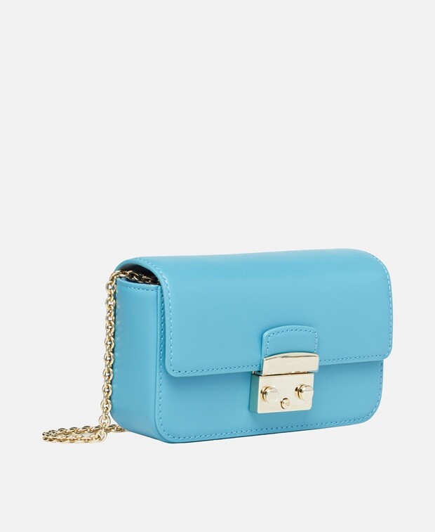 

Кожаная сумка через плечо Furla, светло-синий