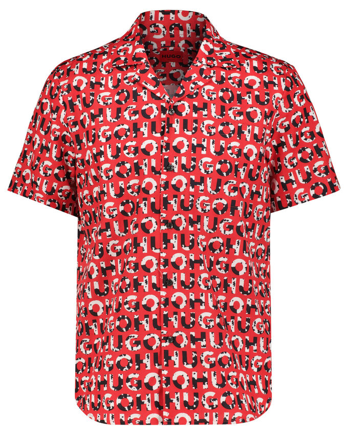 Рубашка ellino прямого свободного кроя с коротким рукавом Hugo, красный