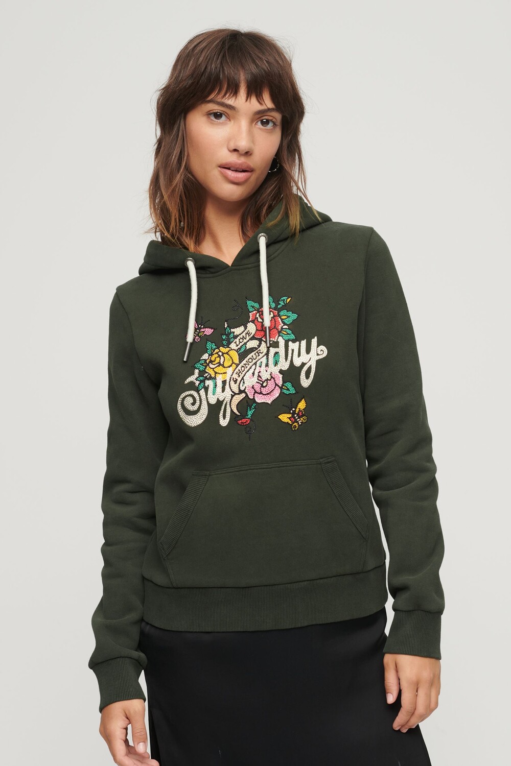 

Худи с надписью и мотивом татуировки Superdry, зеленый