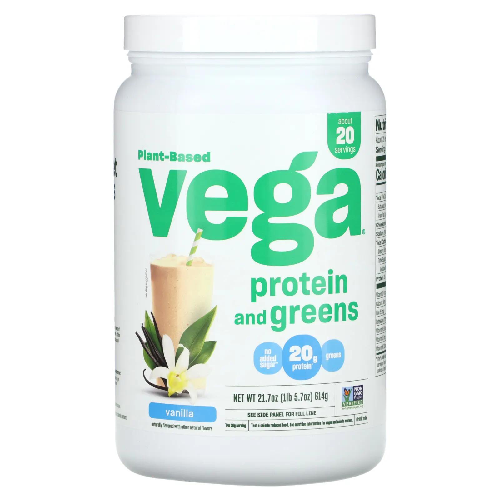 Vega Protein & Greens Ваниль 21,7 унции vega на растительной основе protein made simple ваниль 2 фунта 3 7 унции
