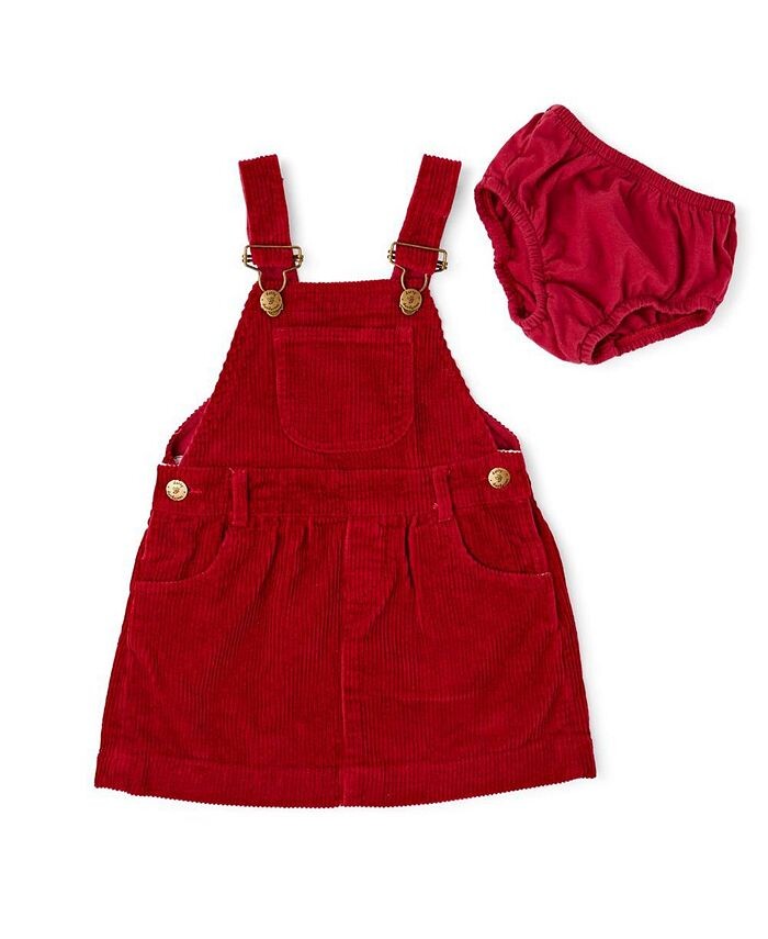 

Красное платье из массивного вельвета для девочек Robin Dotty Dungarees, красный