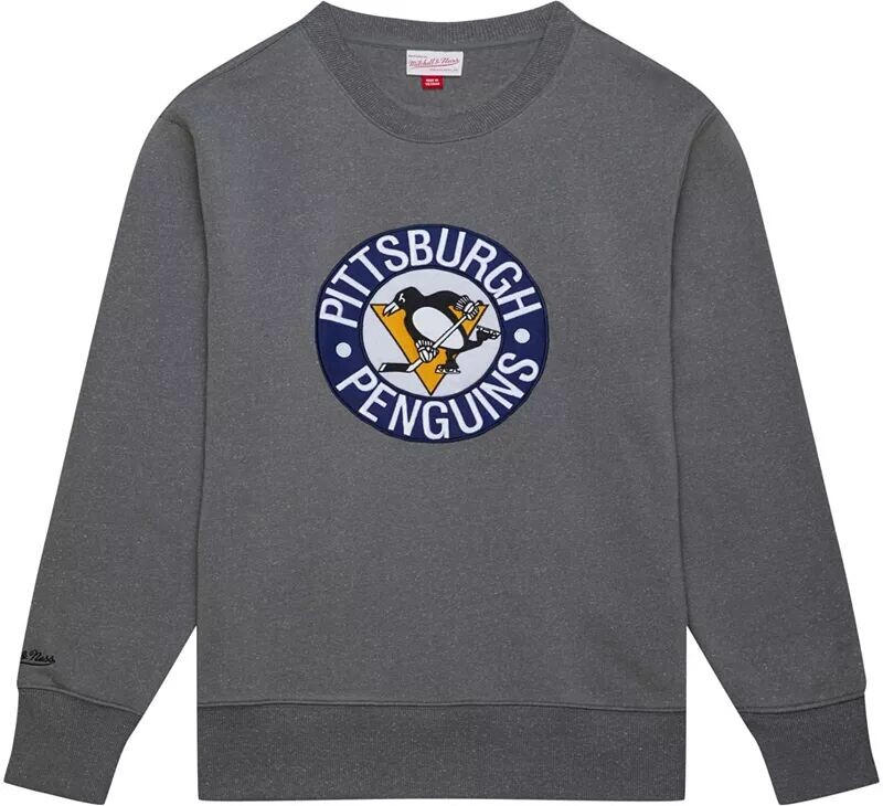 

Серый свитшот с круглым вырезом Mitchell & Ness Pittsburgh Penguins Snow Wash