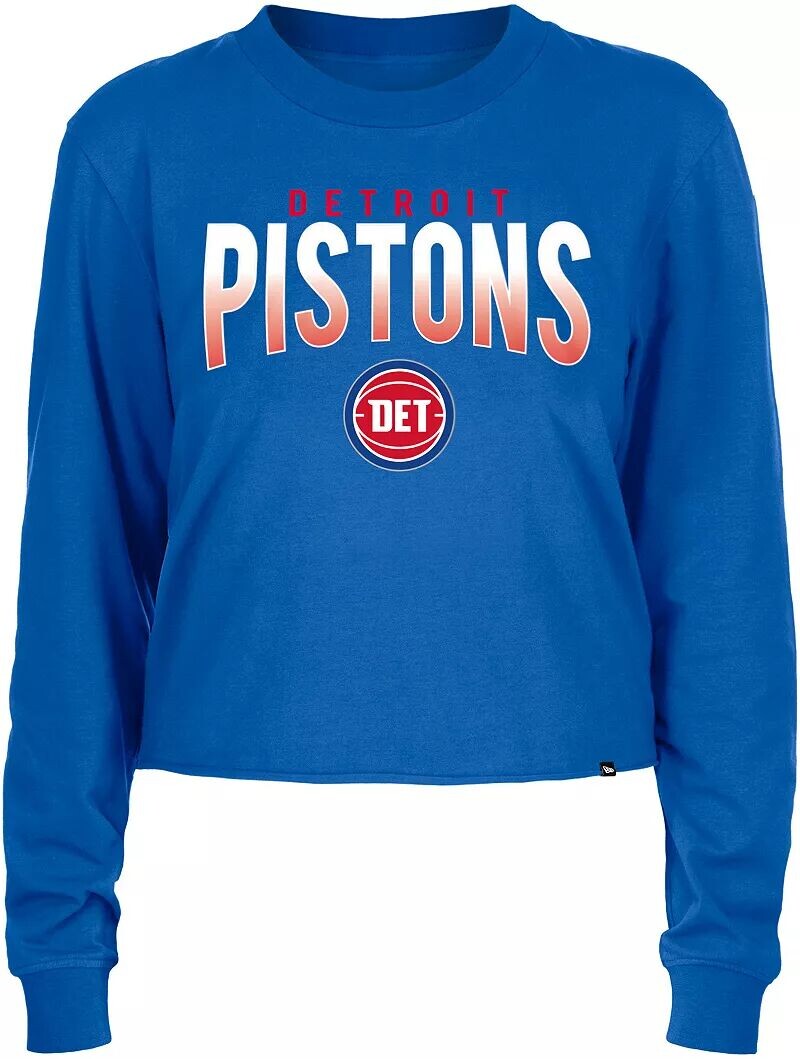 

Синяя женская рубашка с длинным рукавом и логотипом New Era Detroit Pistons