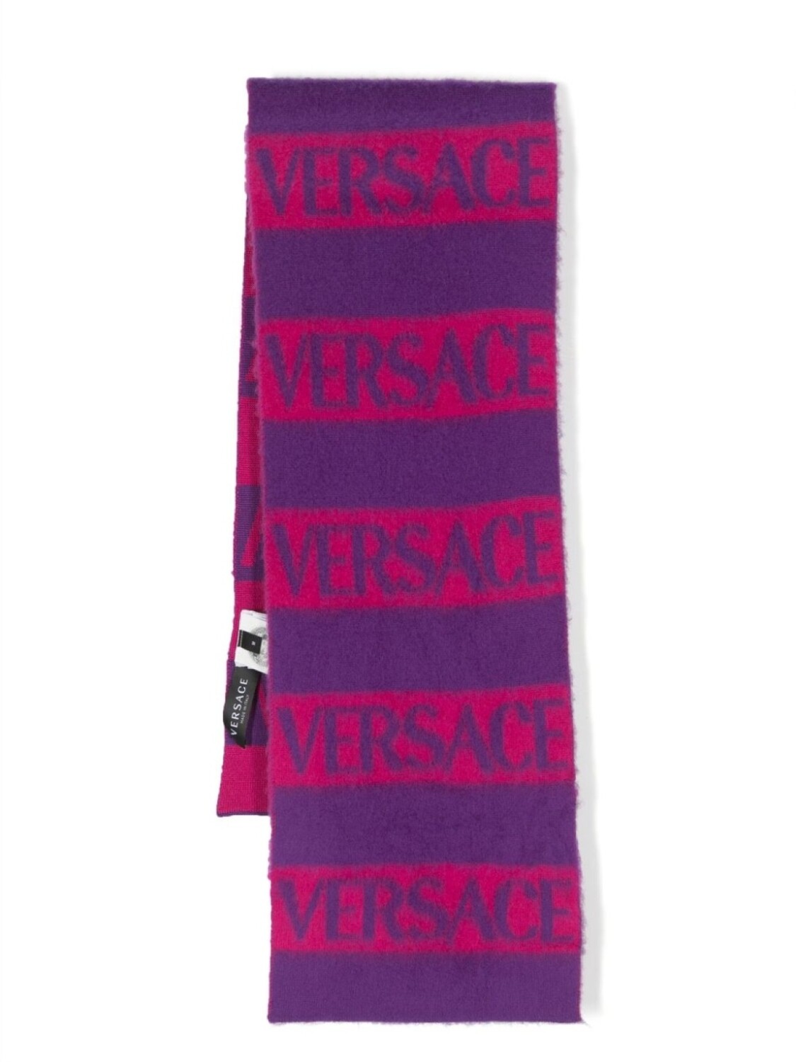 

Versace Kids шарф вязки интарсия с логотипом, фиолетовый