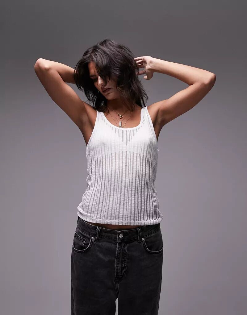 

Белая прозрачная майка Topshop