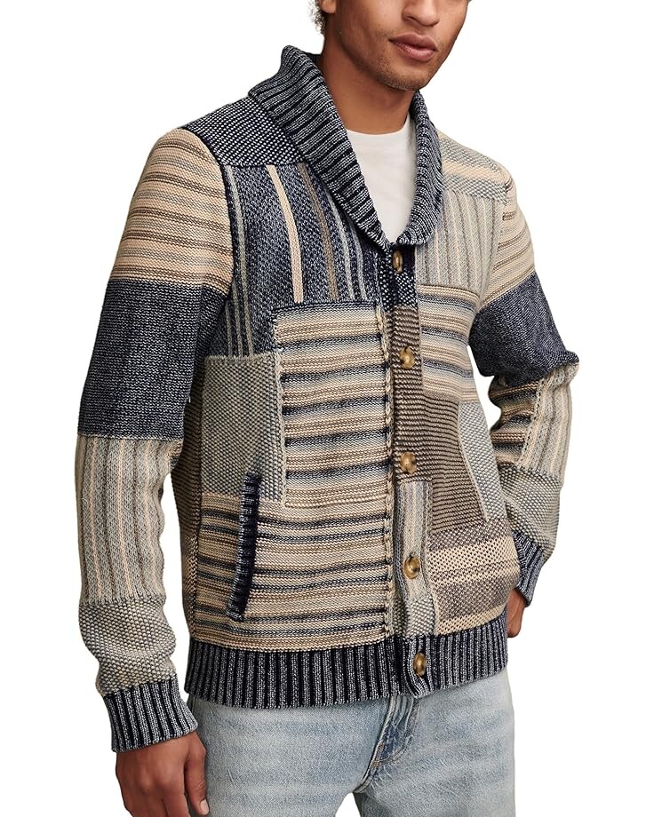 

Свитер Lucky Brand Patchwork Shawl Cardigan, цвет Denim Combo